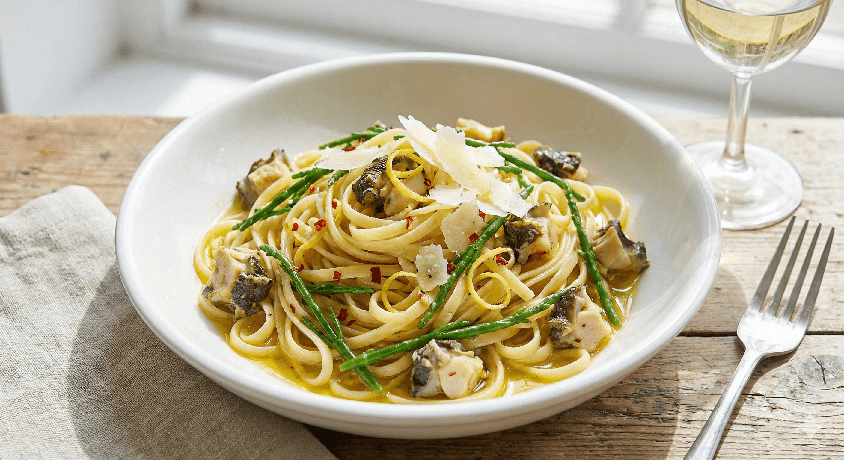Turban Shell & Samphire Pasta